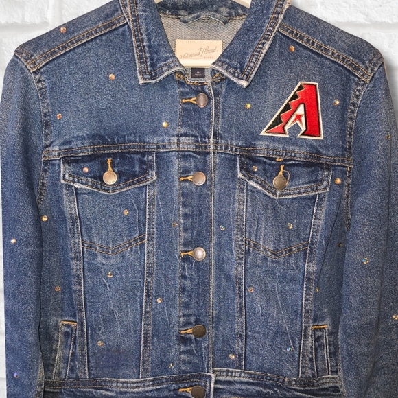Arizona Diamondbacks Crop Rhinestone Denim Jacket - Picture 4 of 8
